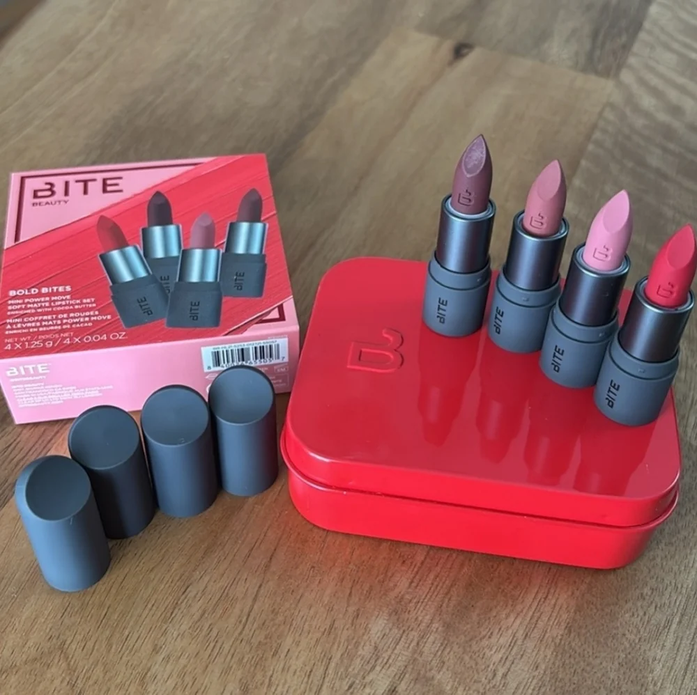 Bite Beauty Bold Bites Mini Matte Lipstick Set 4pc in metal case - Picture 3 of 6